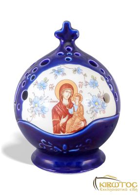 Καντήλι Πήλινο Ρόδι Μπλε