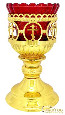 Ακοίμητο Καντήλι Επίχρυσο Διάτρητο Ρωσικός Σταυρός