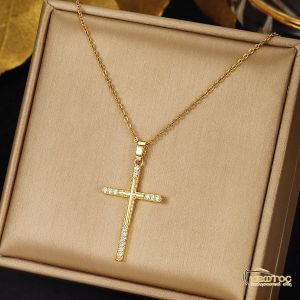 Κολιέ Σταυρός Επιχρυσωμένος Λεπτεπίλεπτος με Ζιργκόν