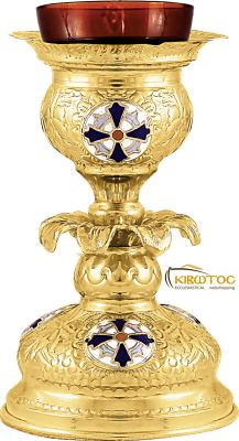 Ακοίμητο Καντήλι Επίχρυσο Σχέδιο Άμπελος με Σμαλτάκι