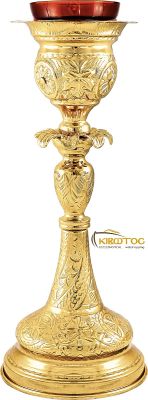Ακοίμητο Καντήλι Επίχρυσο Ψηλό Σχέδιο Αγιορείτικο
