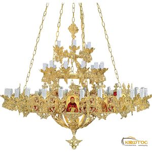 Πολυέλαιος Ναού Μπρούτζινος Επίχρυσος Βυζαντινός με Χορό και 63 Φώτα