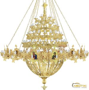 Πολυέλαιος Ναού Μπρούτζινος Επίχρυσος Βυζαντινός με Χορό και 168 Φώτα