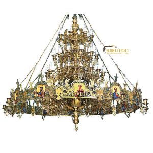 Πολυέλαιος Μπρούτζινος Λουστραρισμένος με Χορό και 85 Φώτα