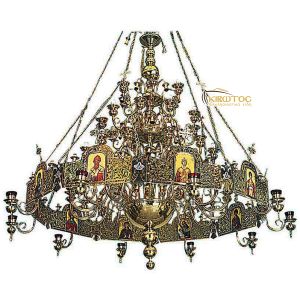 Πολυέλαιος Μπρούτζινος Λουστραρισμένος με Χορό και 138 Φώτα