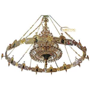 Πολυέλαιος Μπρούτζινος Λουστραρισμένος με Χορό και 138 Φώτα