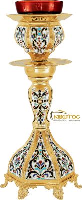 Ακοίμητο Καντήλι Επίχρυσο με Σμάλτο Εξάγωνο Σχέδιο Άμπελος