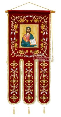 Λάβαρο Εκκλησιαστικό Βελούδινο 135x65cm Σχέδιο Άνθη