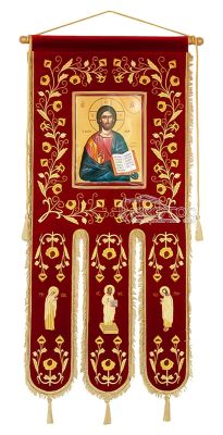 Λάβαρο Εκκλησιαστικό Βελούδινο 135x65cm Σχέδιο Λουλούδια