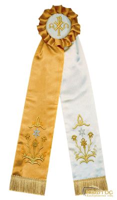 Κορδέλα Στολισμού Σχέδιο Χρυσοκεντημένα Λουλούδια