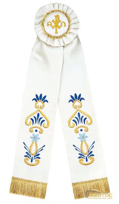 Κορδέλα Στολισμού Λευκή Σχέδιο Λουλούδι