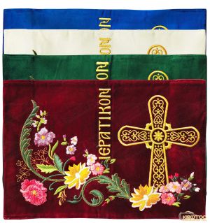 Κάλυμμα Ιερατικού με Σχέδιο Άνθη και Σταυρό