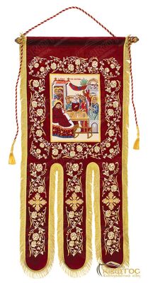 Λάβαρο Βελούδινο με Κεντημένη Παράσταση Γέννηση Θεοτόκου