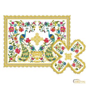 Κάλυμμα Αγίου Δισκοπότηρου με Παγώνια και Άνθη