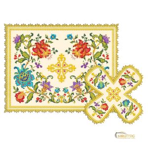 Κάλυμμα Αγίου Δισκοπότηρου με Πολύχρωμα Άνθη