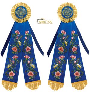 Κορδέλες Στολισμού Μπλε με Πολύχρωμα Άνθη