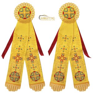 Κορδέλες Στολισμού με Χρυσοκέντητο Σχέδιο Σταυρός