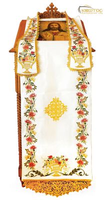 Κάλυμμα Προσκυνηταρίου Κεντητό Λευκό