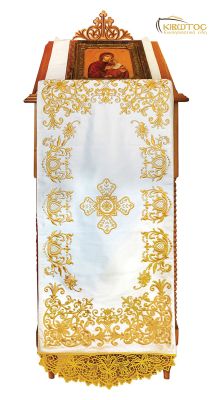 Κάλυμμα Προσκυνηταρίου Χρυσοκέντητο Λευκό
