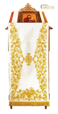 Κάλυμμα Προσκυνηταρίου Σταυρός Άνθη Λευκό