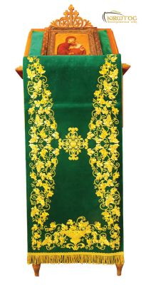 Κάλυμμα Προσκυνηταρίου Σταυρός Άνθη Πράσινο