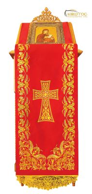 Κάλυμμα Προσκυνηταρίου με Κεντρικό Σταυρό Κόκκινο