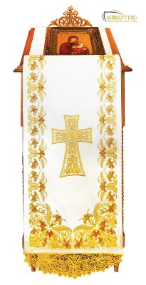 Κάλυμμα Προσκυνηταρίου με Κεντρικό Σταυρό Λευκό