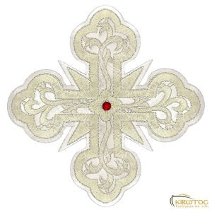 Ιερατικό Θερμοκολλητικό Μοτίφ Ασημί Σταυρός