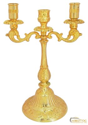 Κηροπήγιο Τρίκερο Επίχρυσο