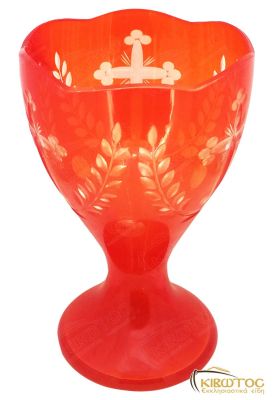 Καντηλόκουπα 15,5x11cm Χαρακτή Κόκκινη