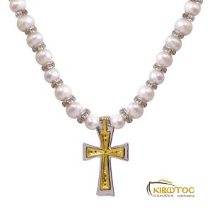 Σταυρός Λαιμού Μαργαριτάρια μπροστά