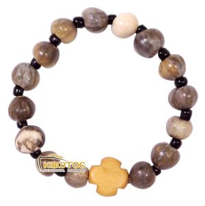 Βραχιόλι Σχέδιο Δάκρυ Παναγίας με Ξύλινο Σταυρό