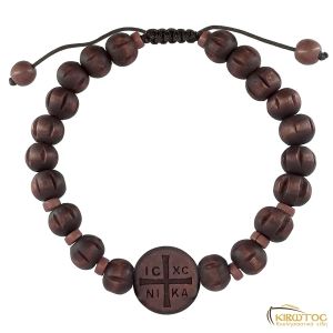 Βραχιόλι Ξύλινο με Κωνσταντινάτο Καφέ