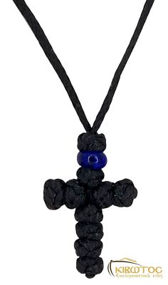 Κομποσχοίνι Σταυρός Λαιμού Μικρό με Μπλε Χάντρα