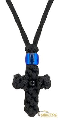 Κομποσχοίνι Σταυρός Λαιμού Μεσαίο με Μπλε Χάντρα