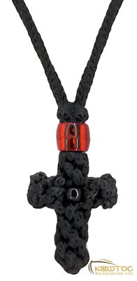 Κομποσχοίνι Σταυρός Λαιμού Μεσαίο με Κόκκινη Χάντρα