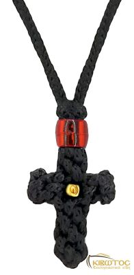 Κομποσχοίνι Σταυρός Λαιμού Μεσαίο με Κόκκινη Χάντρα