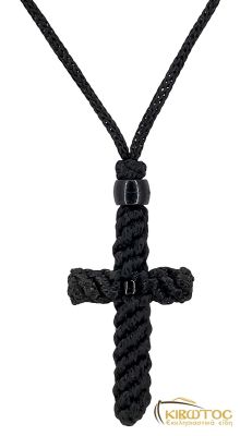 Κομποσχοίνι Σταυρός Λαιμού Μεγάλο με Μαύρη Χάντρα