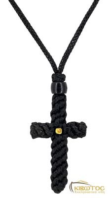 Κομποσχοίνι Σταυρός Λαιμού Μεγάλο με Μαύρη Χάντρα
