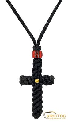 Κομποσχοίνι Σταυρός Λαιμού Μεγάλο με Κόκκινη Χάντρα