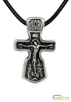 Φυλαχτό Λαιμού Εσταυρωμένος με Προσευχή Επάργυρο