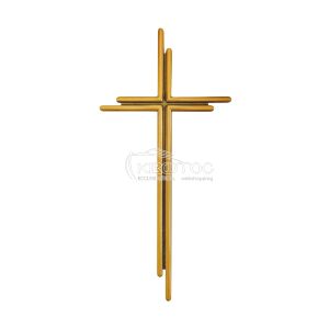 Σταυρός για Μνήμα Μπρούτζινος Χρυσός Λεία Επιφάνεια Διπλός