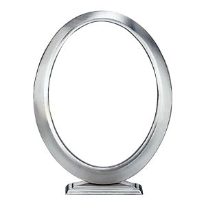 Κορνίζα για Μνήμα Μπρούτζινη Σατινέ Ασημί Οβάλ Λεία Επιφάνεια με Βάση