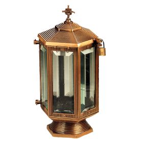 Καντήλι για Μνήμα Μπρούτζινο Χρυσό Εξάπλευρο Λουκέτο