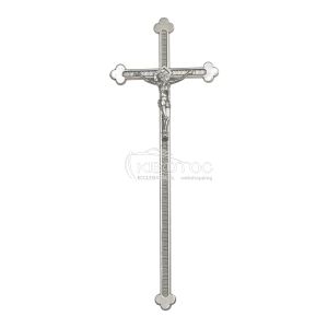 Σταυρός για Μνήμα Αλουμινίου Ασημί Σκαλιστός με Εσταυρωμένο