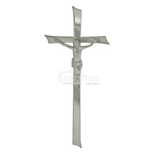 Σταυρός για Μνήμα Αλουμινίου Ασημί Λείος Γίγας με Εσταυρωμένο