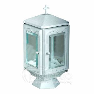 Καντήλι για Μνήμα Αλουμίνιο Λευκό Τετράπλευρο