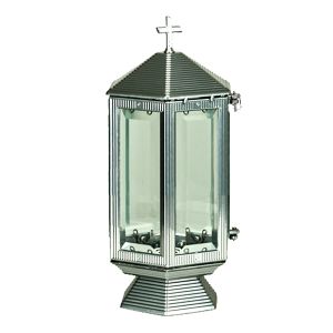 Καντήλι για Μνήμα Αλουμίνιο Ασημί Εξάπλευρο