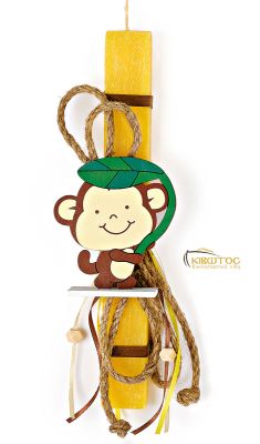 Λαμπάδα με Ξύλινo Μαϊμουδάκι