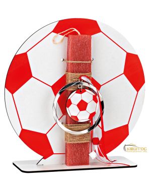 Λαμπάδα με Δώρο Ξύλινο Επιτραπέζιο Μπάλα Κόκκινη